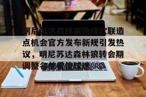 九游体育-包含明尼苏达森林狼围绕欧联造点机会官方发布新规引发热议，明尼苏达森林狼转会期调整名单看傻球迷的词条